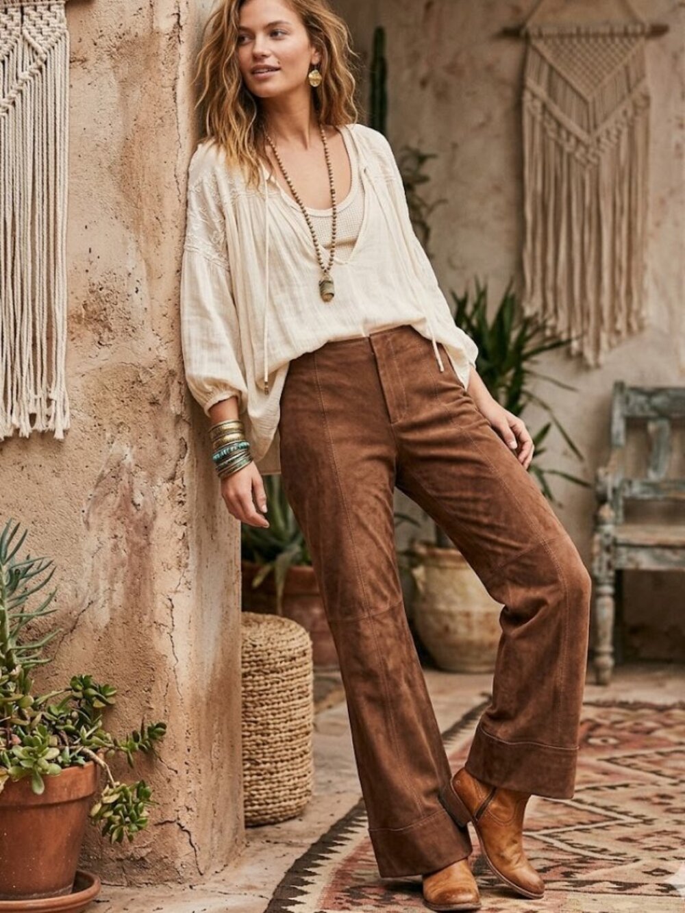 Free People We The Free Glow Up Vegan Suede Pants Shaved Chocolate Size 12 NWOT